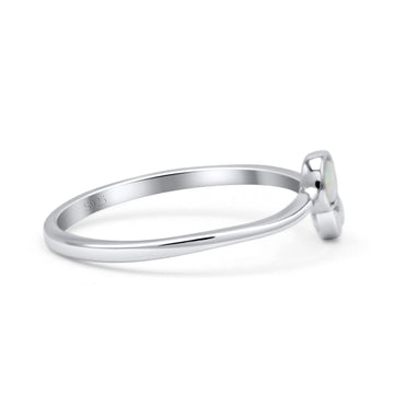 New Design Thumb Ring Round Oxidized Statement Fashion Band Lab Created White Opal 925 Sterling Silver